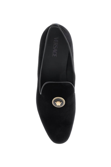VERSACE Versatile and Luxurious Black Velvet Loafers for Men