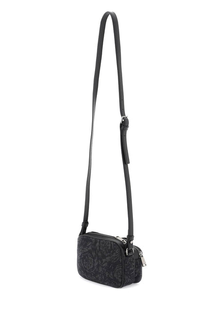 VERSACE Men's Mini Jacquard & Leather Crossbody Bag - Black SS24