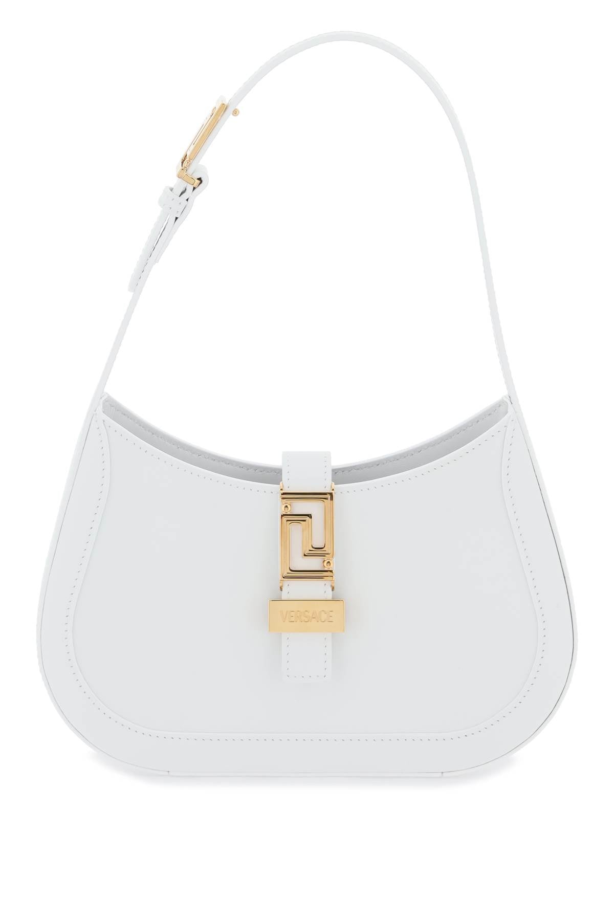 VERSACE White Calf Leather Mini Goddess Hobo Shoulder Bag for Women