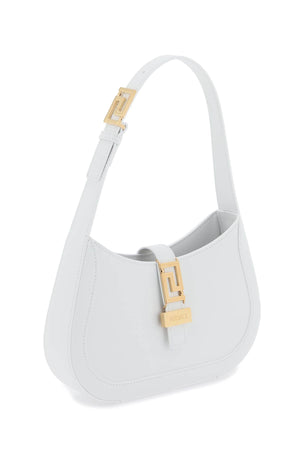 VERSACE White Calf Leather Mini Goddess Hobo Shoulder Bag for Women