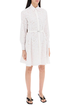 VERSACE White Textured Sangallo Mini Dress