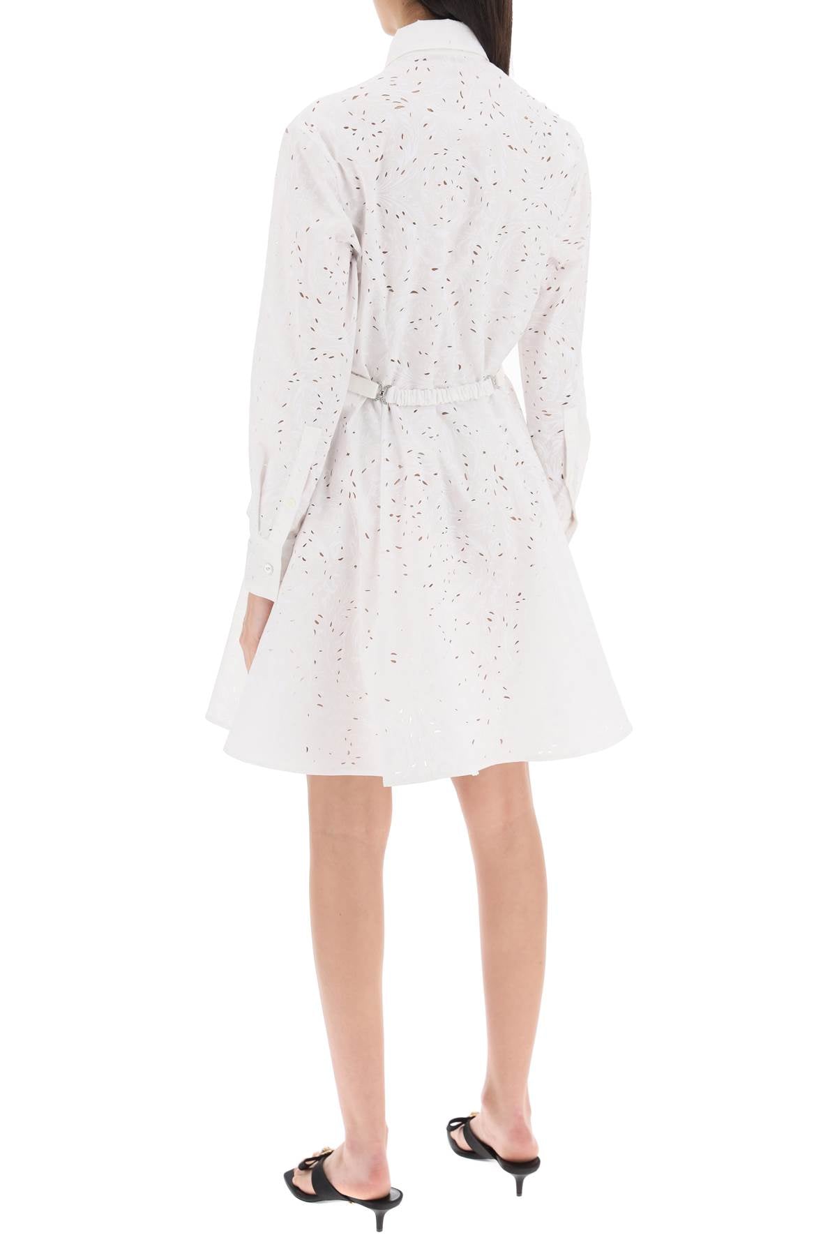 VERSACE White Textured Sangallo Mini Dress