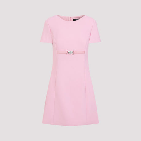 VERSACE Pink Viscose Dress with Metal Logo for Women - SS24 Collection