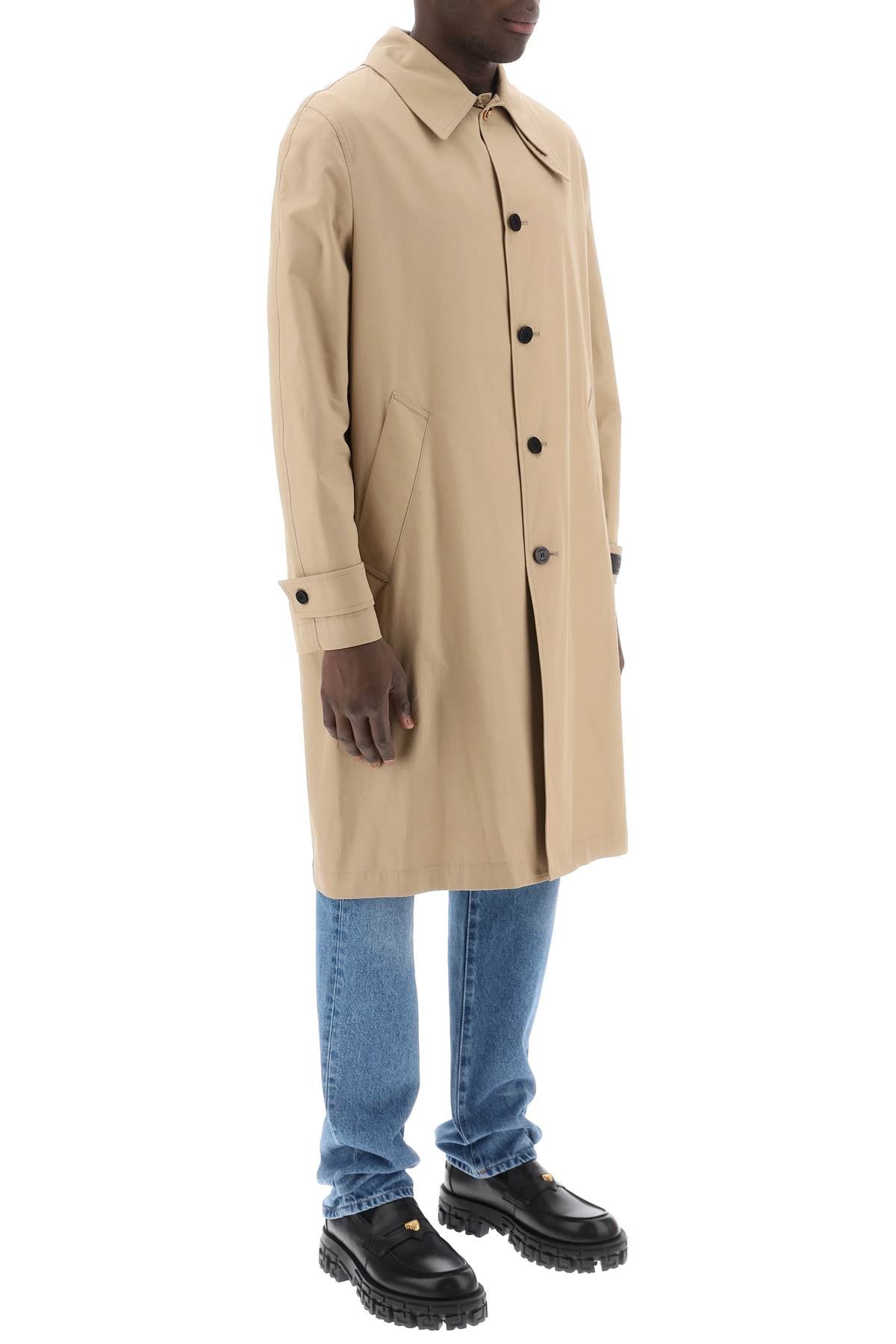 男士巴洛克絲質雨衣 - 米色棉質大衣