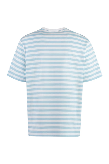 VERSACE Light Blue Striped Cotton T-Shirt for Men - SS24 Collection