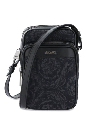 VERSACE Baroque Crossbody Handbag for Men in Black