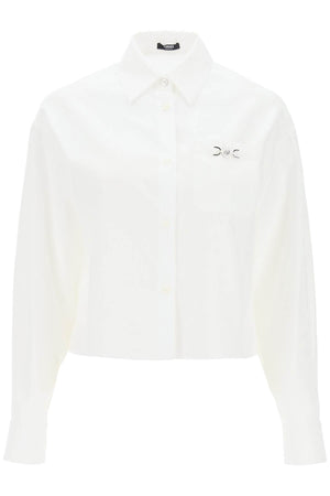VERSACE Baroque Cropped Shirt for Women, White