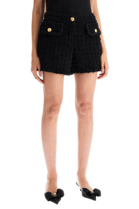 VERSACE Luxury Tweed Mini Shorts with Medusa Buttons