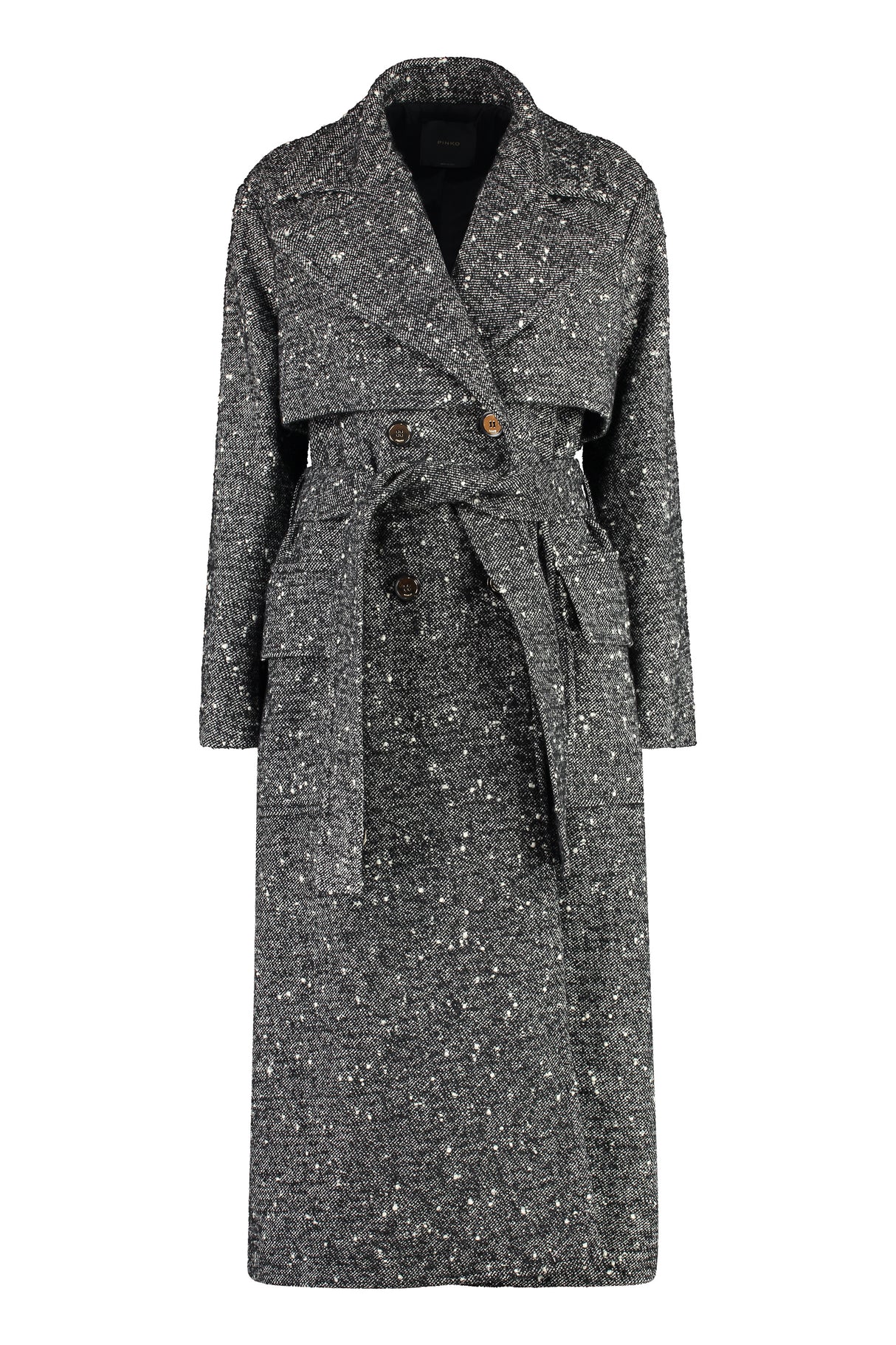 Áo khoác len dài nữ màu xám cho mùa thu đông 23