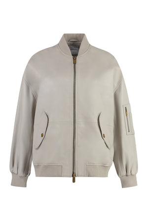 Beige Leather Jacket for Women - SS24