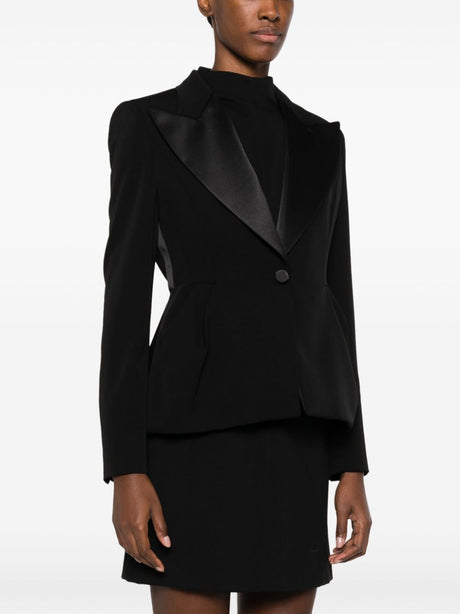 Classic Black Wool Peplum Blazer Jacket for Women from FW23 Collection