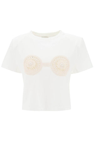 MAGDA BUTRYM CROPPED T-SHIRT WITH CROCHET INSERT