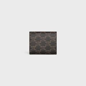 CELINE Triomphe Small Wallet in Brown Canvas with Leather Trims for Women - SS24