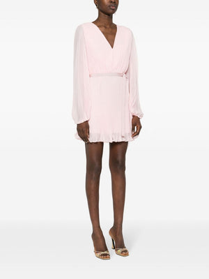 MAX MARA PIANOFORTE Blush Pink Plissé V-Neck Mini Dress for Women from the SS24 Collection