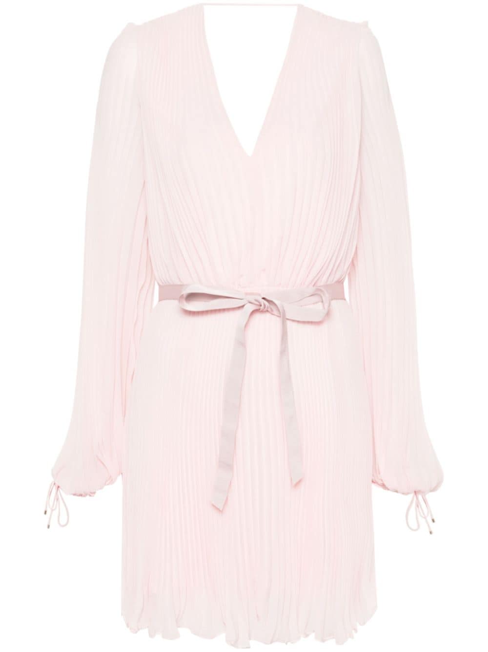 MAX MARA PIANOFORTE Blush Pink Plissé V-Neck Mini Dress for Women from the SS24 Collection