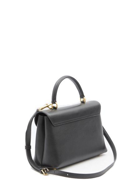 CELINE Black Calfskin Medium Nino Handbag with Gold-Tone Triomphe Clasp, 26x17.5x10 cm