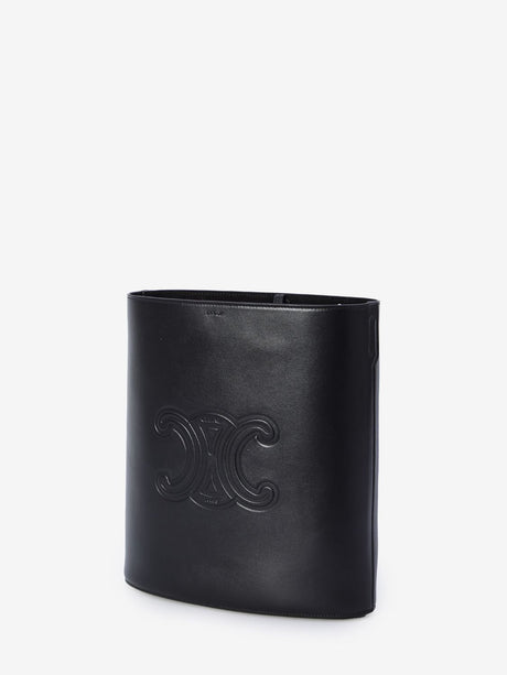 CELINE Elegant Mini Bucket Shoulder Bag in Smooth Black Leather 26x24x10.5cm