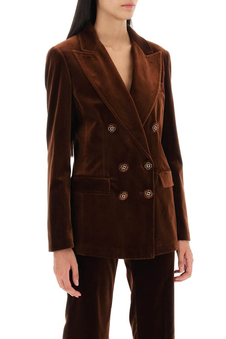 ETRO Brown Double-Breasted Velvet Jacket for Women - FW23