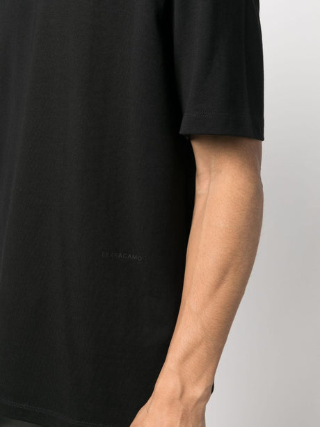 FERRAGAMO Men's Black Logo Cotton T-Shirt - FW23 Collection