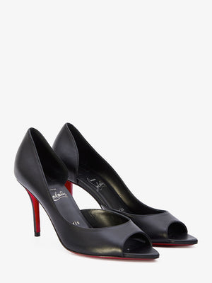 CHRISTIAN LOUBOUTIN Elegant Black Pumps with Open Toe and Thin Heel for Women