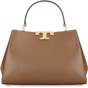 TORY BURCH Saddle Brown Leather Boston Handbag for Women