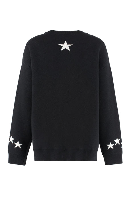 黑色织锦羊毛女式套头卫衣，有英德纹章塑成的庄严笈骑 + 星星 + 1968图案