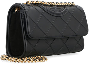 TORY BURCH Small Fleming Quilted Nappa Leather Shoulder Bag with Chain Strap - Black