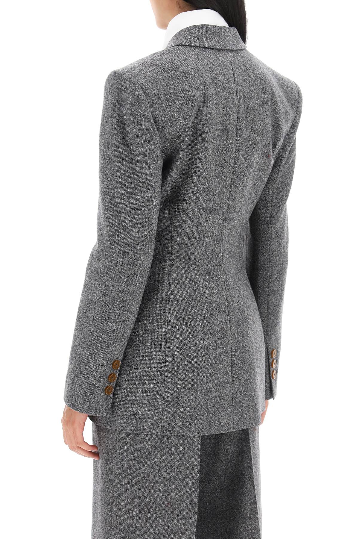 时尚双排扣女士都柏林DONEGAL Tweed外套 - FW23