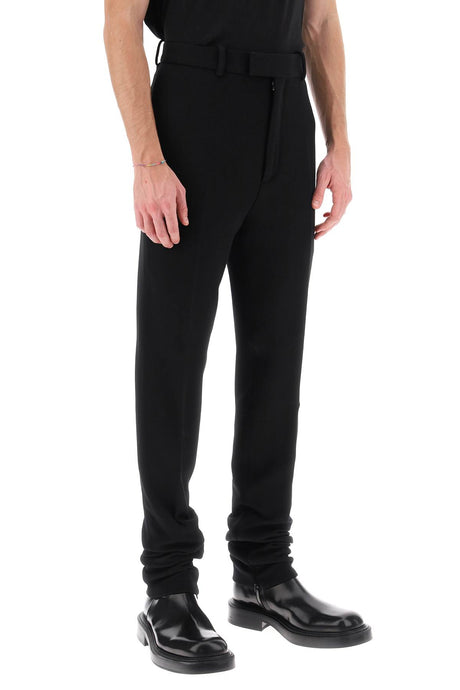 FERRAGAMO Men's Solid Black Twill Tailoring Pants for FW23