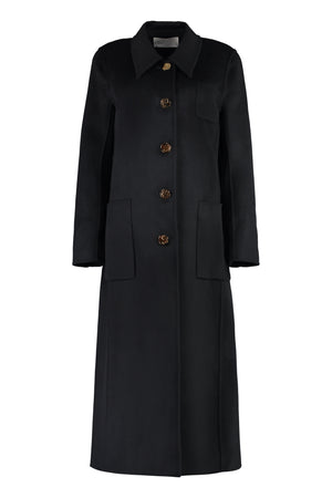 黑色羊毛單排扣女士外套