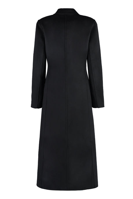 ブラックウール単色の女性用シングルブレストジャケット