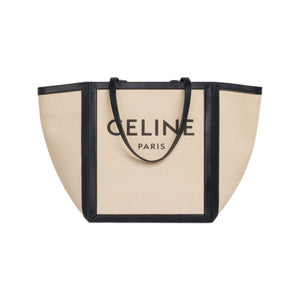 CELINE Large White Square Tote Bag with Calfskin Details and Fabric Lining for Women SS22