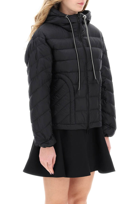 MONCLER Black Quilted Down Jacket with Drawstring Hood for Women