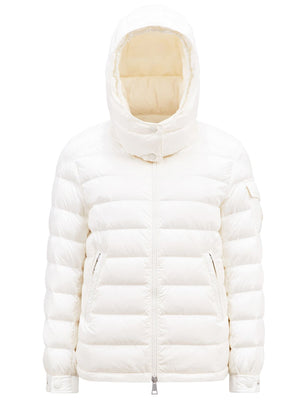 MONCLER White Down Jacket for Women - Recycled Fabric with Adjustable Hood and Pockets