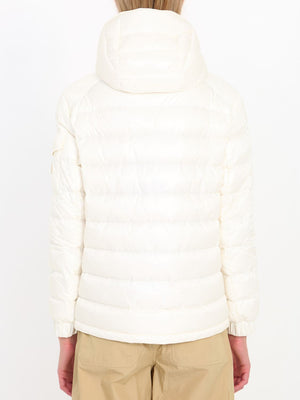 MONCLER White Down Jacket for Women - Recycled Fabric with Adjustable Hood and Pockets