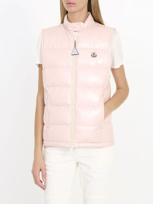 MONCLER Pink Down Vest for Women - High-Quality Lightweight Outerwear for Spring/Summer 2024