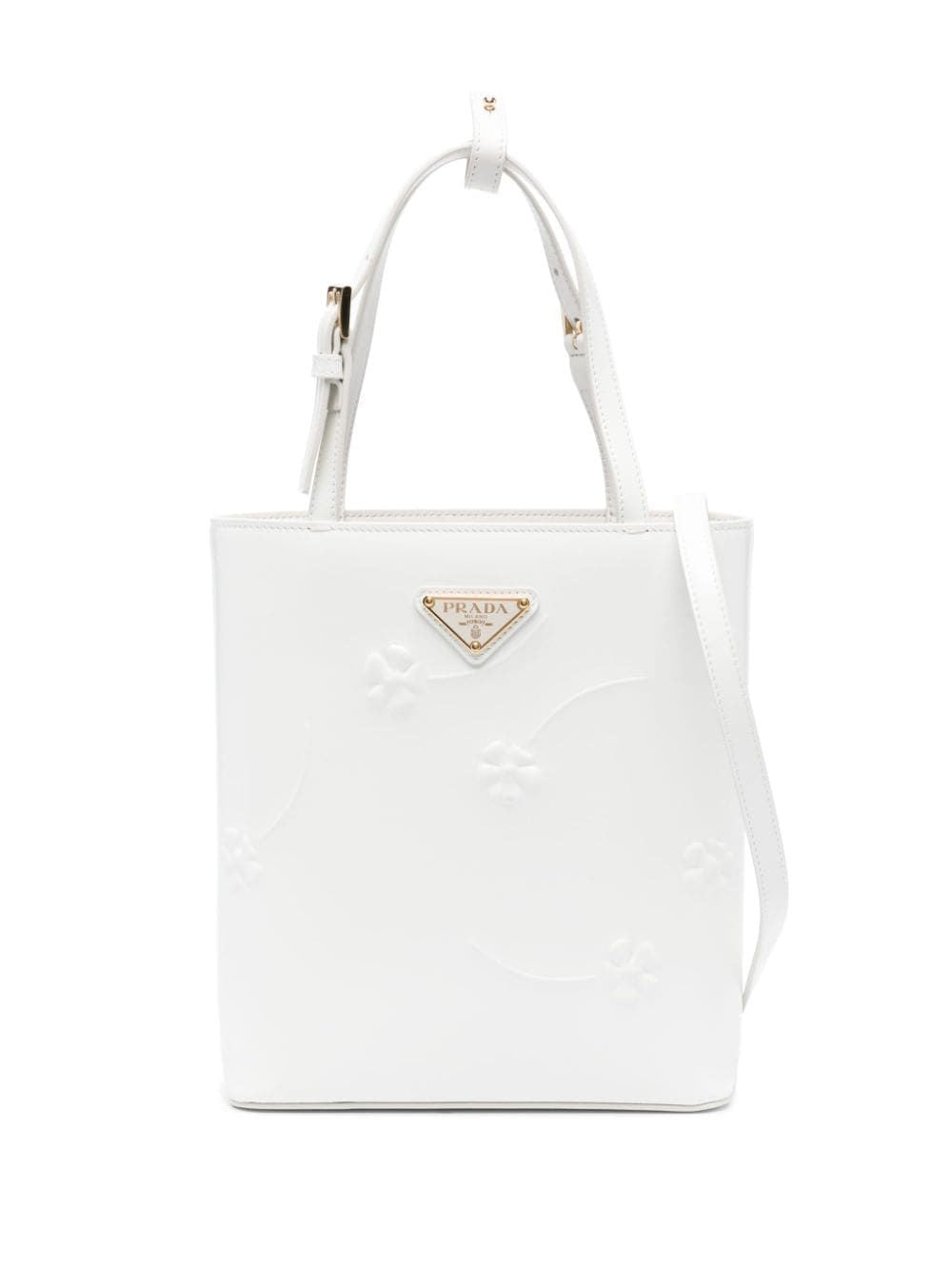 PRADA White Brushed Leather Tote Bag - SS24 Collection