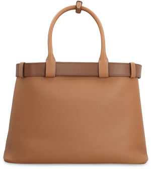 PRADA Saddle Brown Leather Tote Bag for Women with Removable Belt and Gold-Tone Hardware