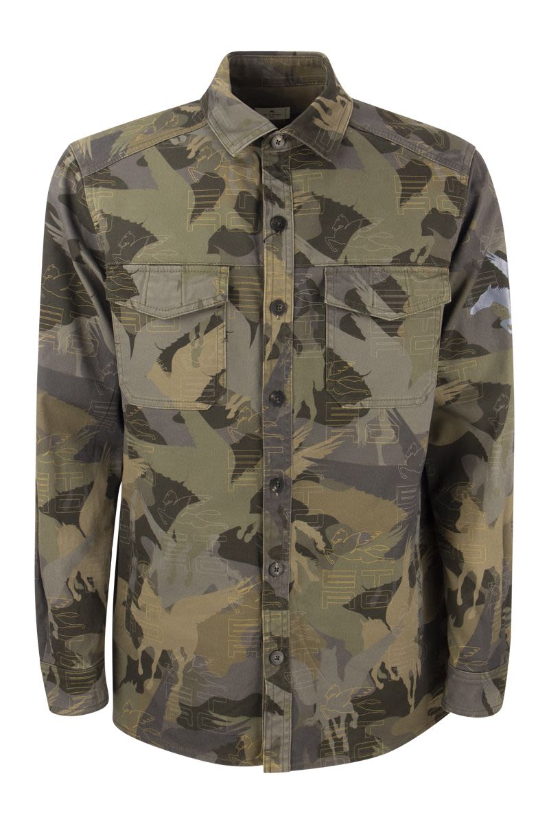 Men's Camouflage Shirt Jacket in Brown and Green for SS22