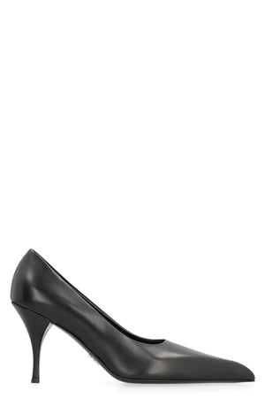 PRADA Black Leather Pointy Toe Pumps with Stiletto Heels for Women