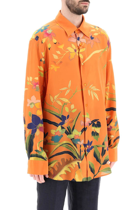 橙色花卉丝绸衬衫 | 男士春夏2024系列