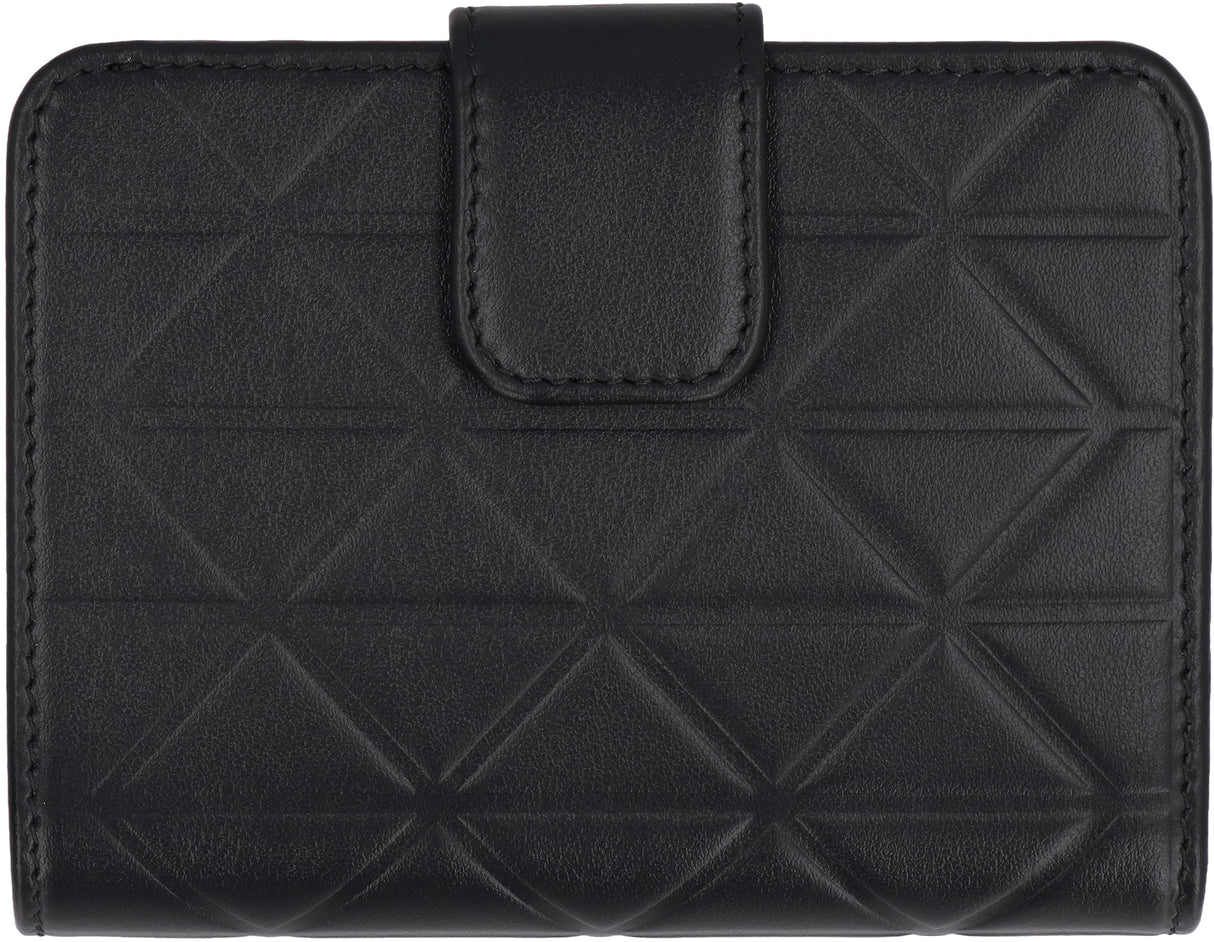 PRADA Classic Black Leather Flap-Over Wallet for Women