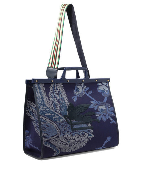 ETRO Blue Adjustable Handbag with Detachable Fabric Strap for Women - SS23 Collection