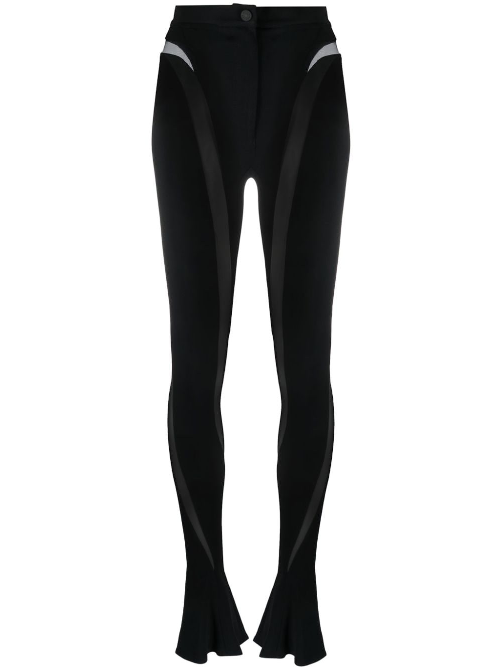 Sheer-Paneled Black Leggings for Women - FW23 Collection