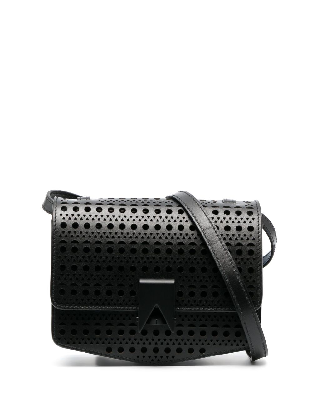 ALAIA Black Perforated Crossbody Shoulder Bag for Women - FW23 Collection