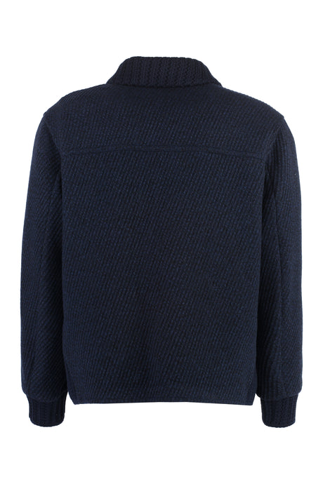 Men's Blue Wool Knit Jacket