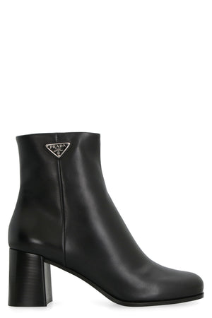 PRADA Black Leather Booties for Women - FW23 Collection