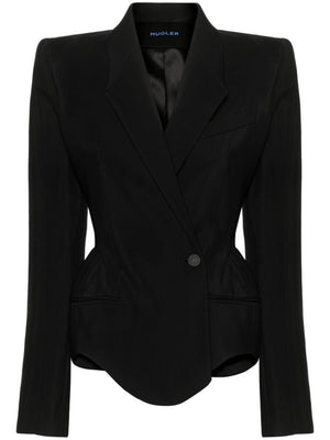 MUGLER Black Wool Blend Tailored Jacket for Women | SS24 Collection