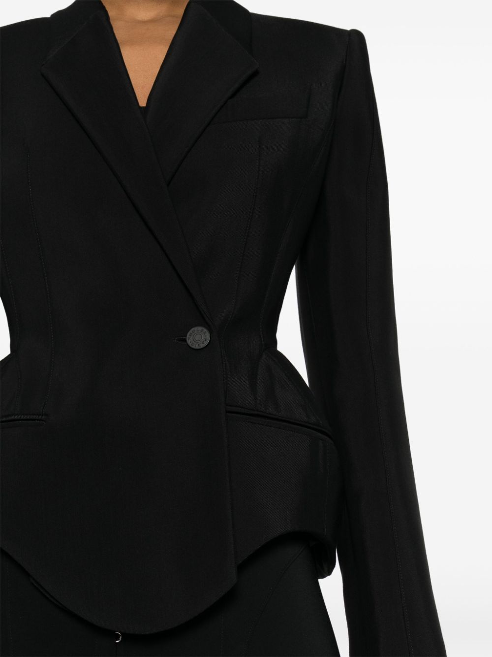MUGLER Black Wool Blend Tailored Jacket for Women | SS24 Collection