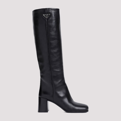 PRADA Black Leather Boots for Women - FW24 Collection